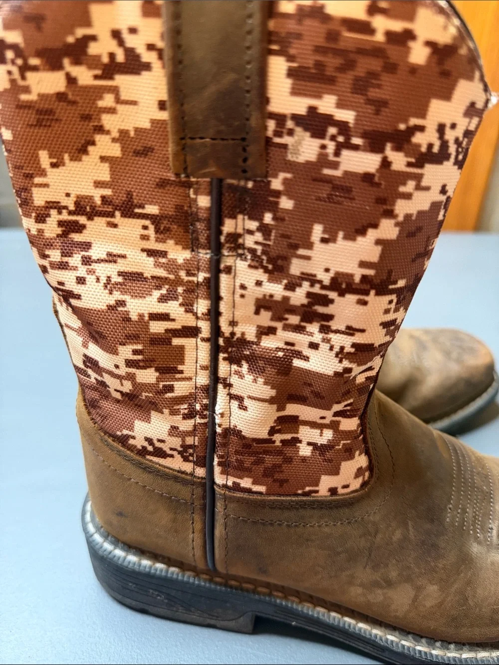Kid’s Old West Brown/Camo Cowboy Boots. Size: 3